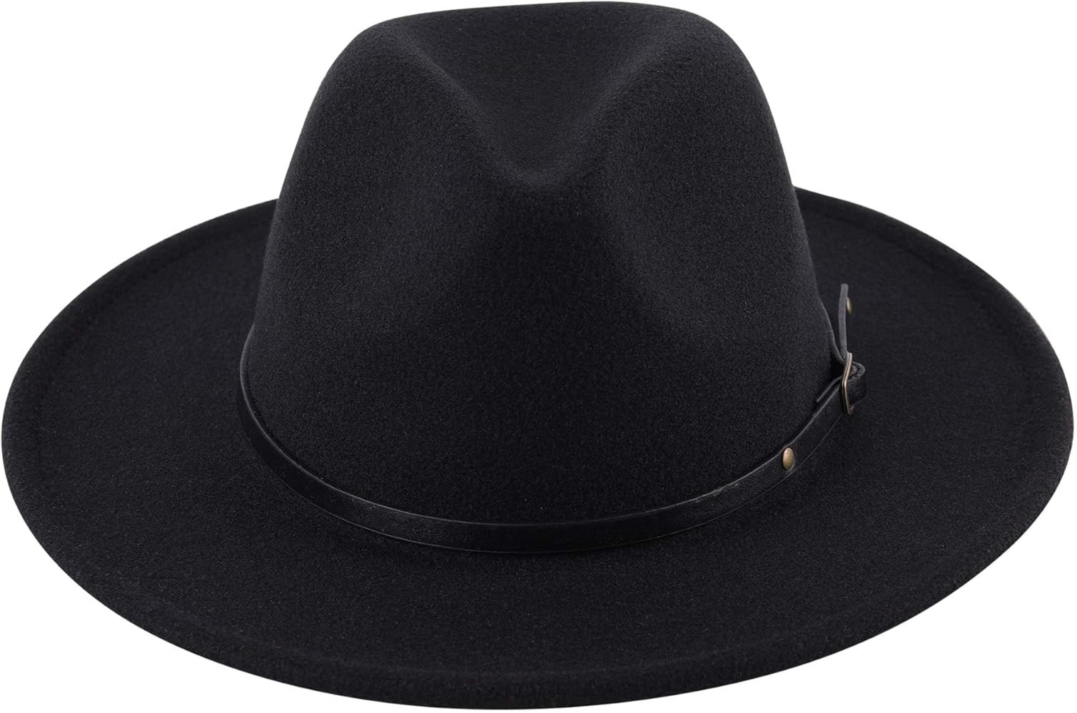 Women's Felt Panama Hats Classic Wide Brim Rancher Fedora with Belt Buckle (M-L) | Amazon (US)