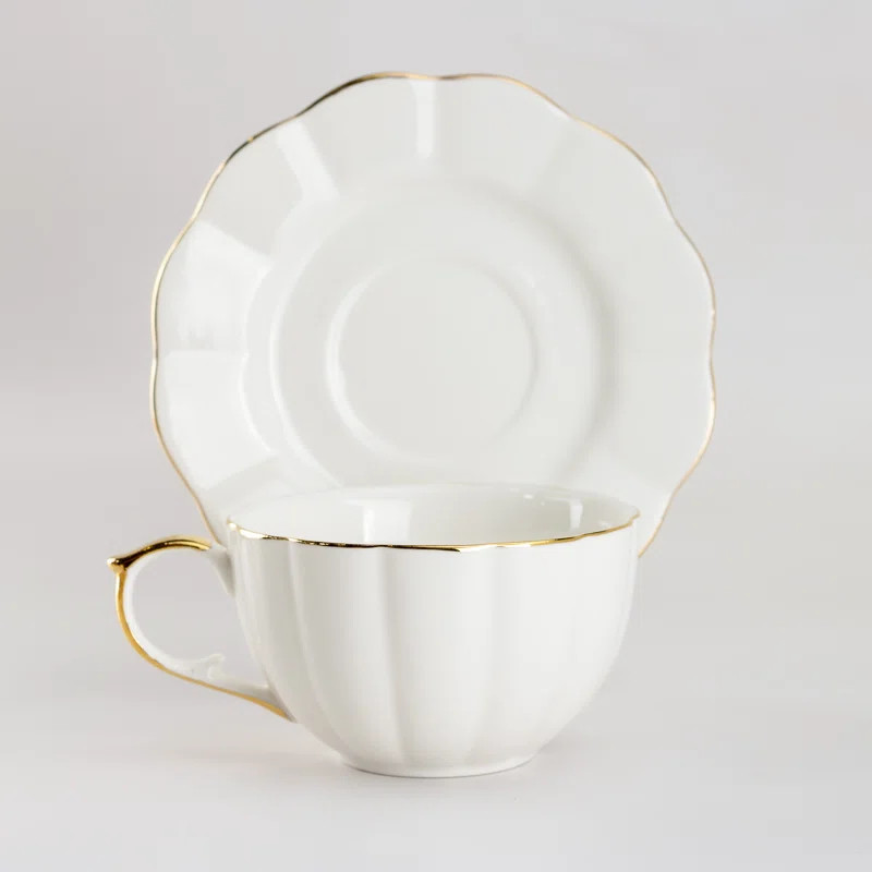 Mcquiston Scallop Teacup & Saucer (Set of 4) | Wayfair North America