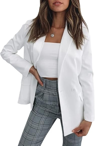 Kaxindeb Women's Casual Lapel Open Front Blazers Oversized Long Sleeve Button Down Work Office Bl... | Amazon (US)