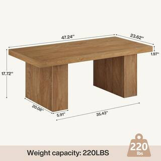 BYBLIGHT Kerlin 47.24 in. Brown Rectangle Wood Coffee Table Center Table for Living Room BB-SL009... | The Home Depot