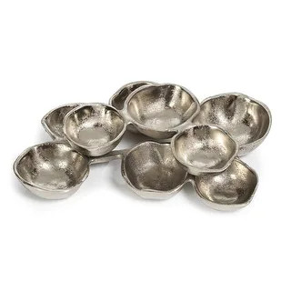 Ohanna 10" Long Cluster of 9 Serving Bowls- Nickel | Bed Bath & Beyond