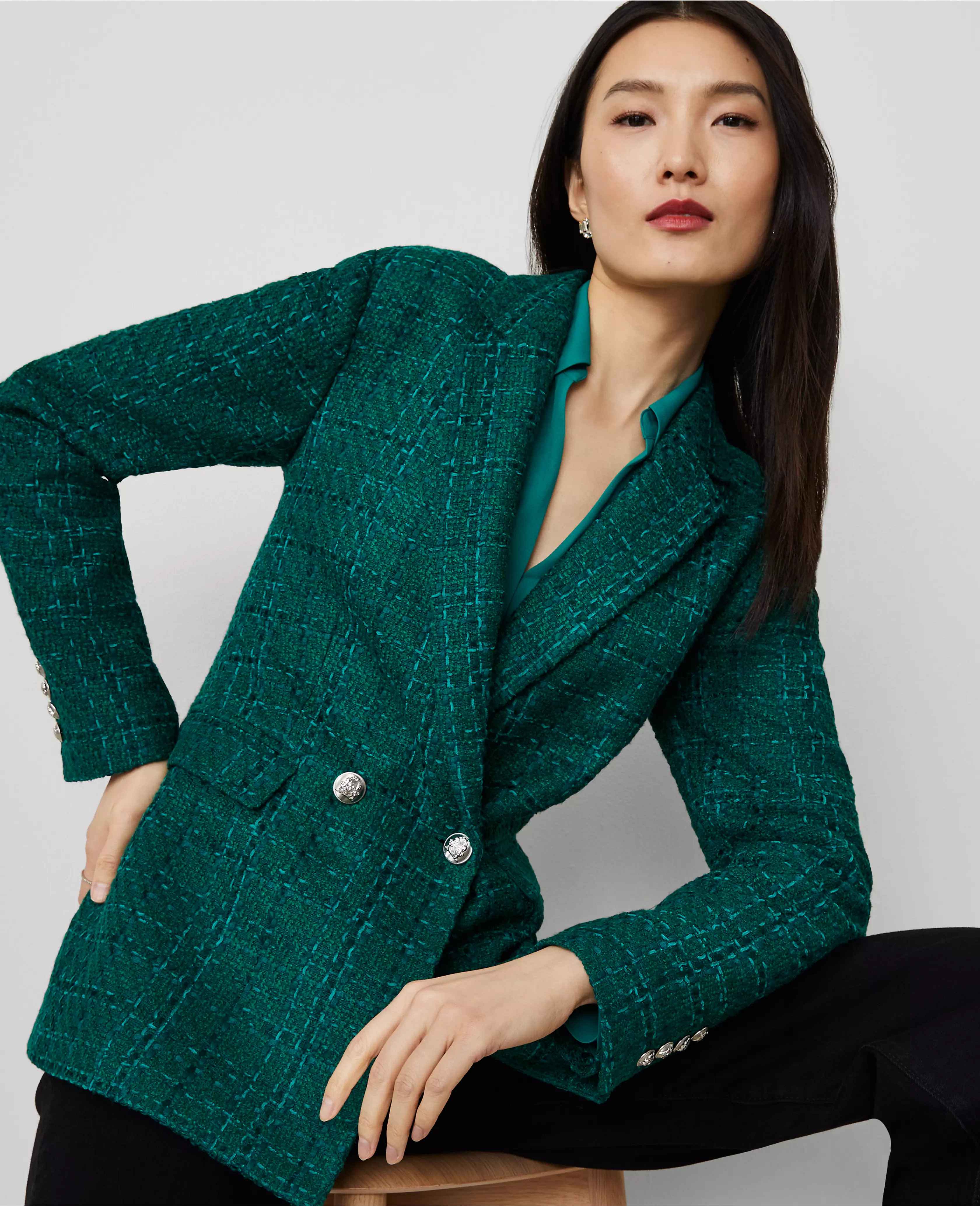 Tweed Double-Breasted Blazer | Ann Taylor (US)