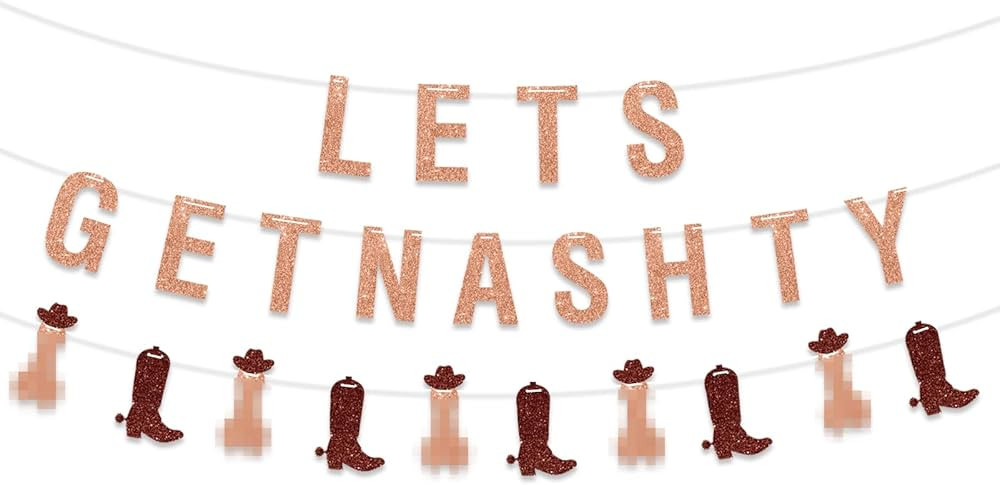 Ushinemi Nashville Bachelorette Party Decorations, Funny Lets Get Nashty Bachelorette Banner, Ros... | Amazon (US)
