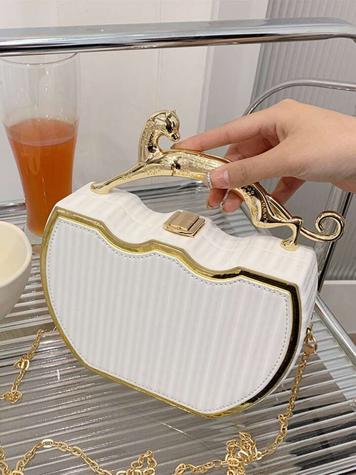 Mini Box Bag Animal Handle PU Chain Shoulder Bag,Crossbody Bag,Cross Body Bag,Handbag Vintage,Min... | SHEIN