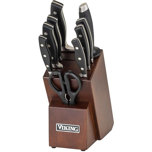 Viking Kitchen Knives Set, 10 Piece Full Forged Cutlery Set with Walnut Knife Block, Stainless Steel Blades and Ergonomic Handles, Dishwasher Safe | Amazon (US)
