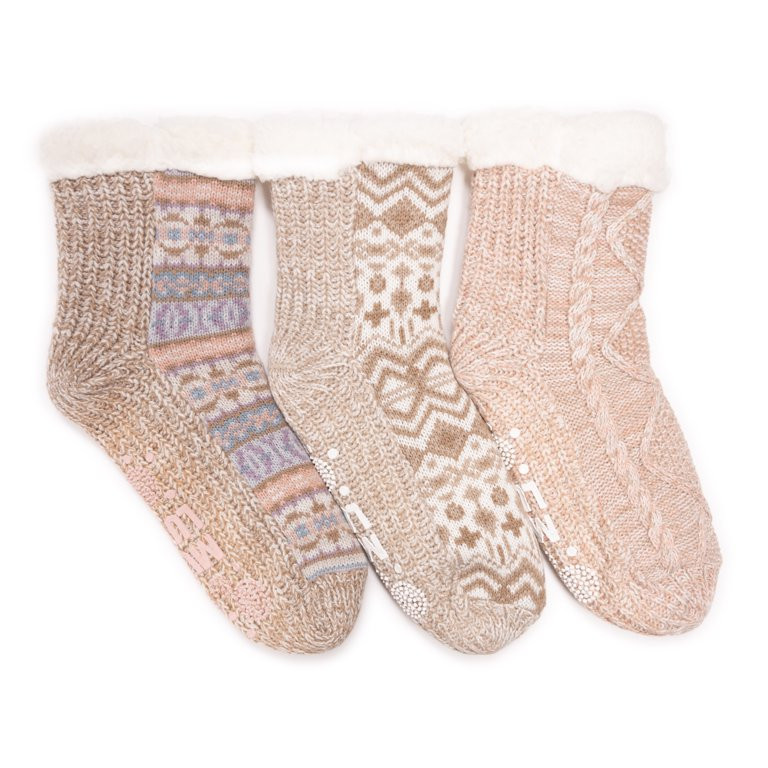 MUK LUKS Women's 3 Pair Pack Cozy Cabin Socks - Walmart.com | Walmart (US)