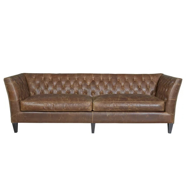 Didcot 98" Genuine Leather Flared Arm Sofa | Wayfair Professional