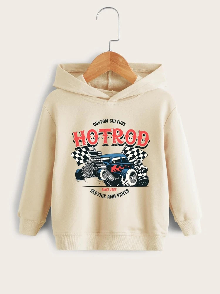 Toddler Boys Car & Letter Graphic Hoodie | SHEIN