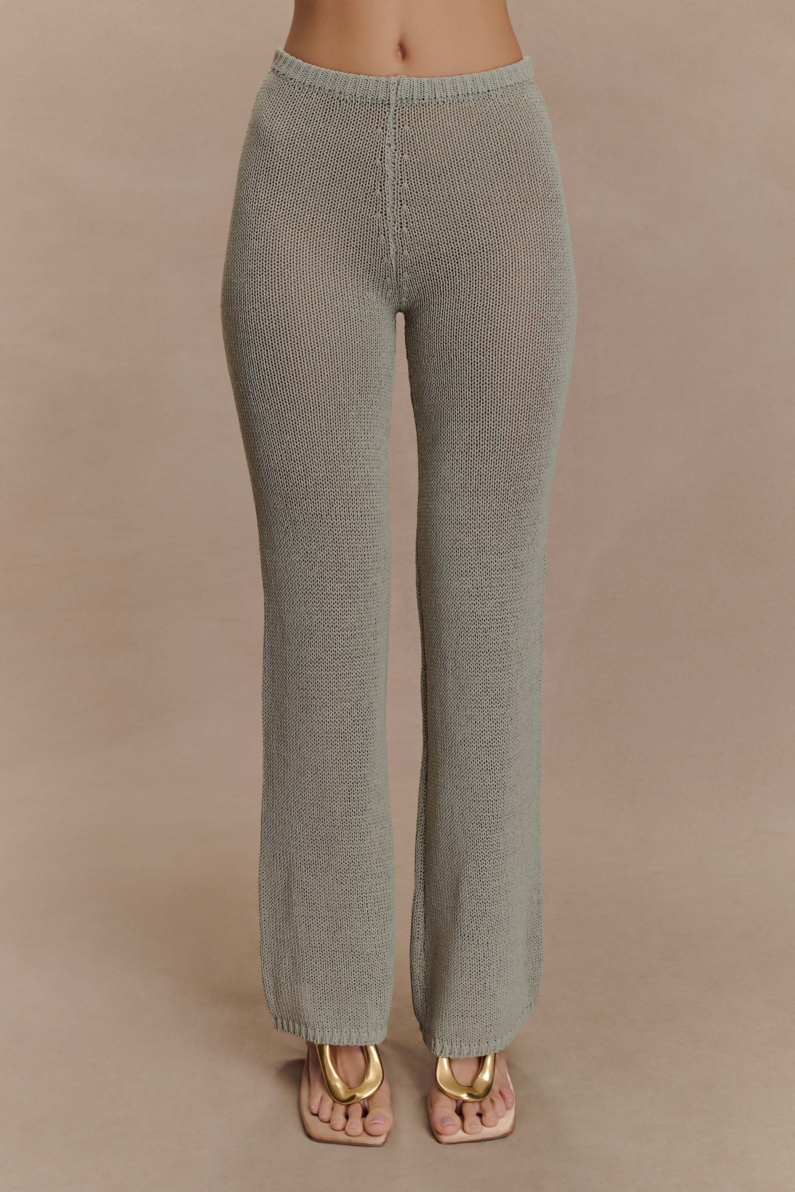 Malani Wide Leg Knit Pants - Sage | MESHKI US