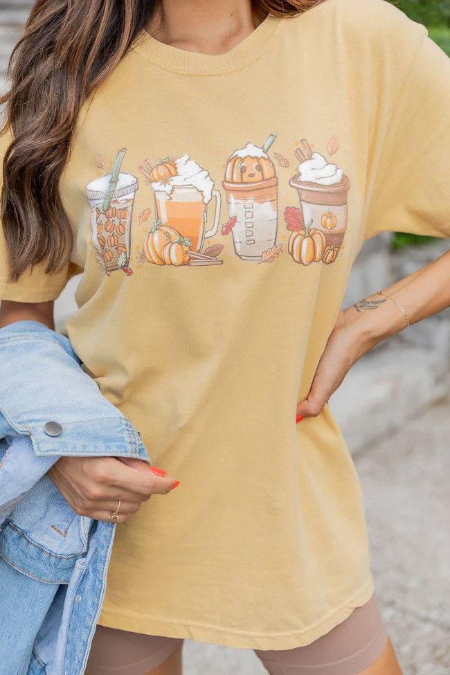 Fall Latte Mustard Graphic Tee | Pink Lily