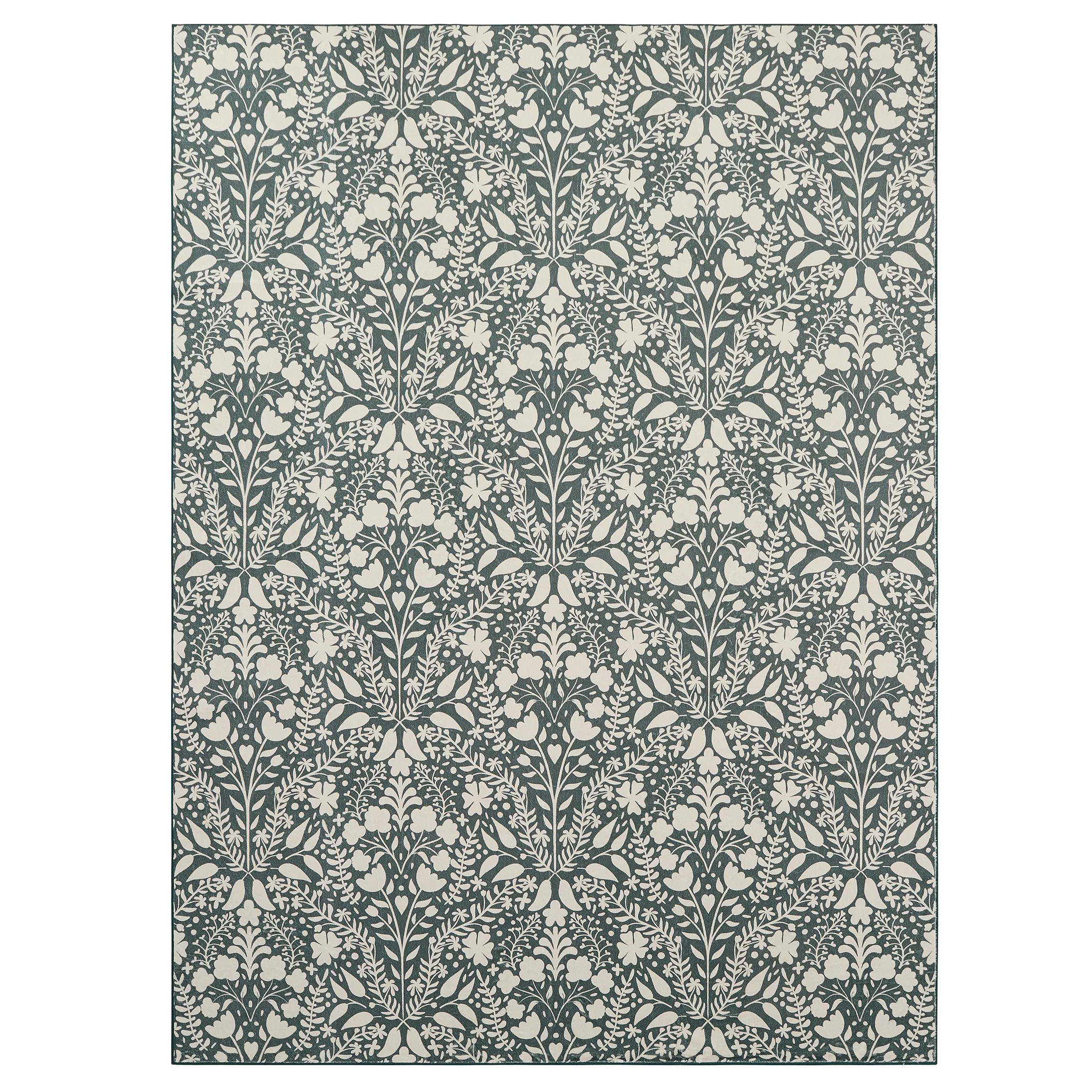 My Texas House Green Floral Faux Fur Washable Indoor Area Rug, 7'6" x 10' | Walmart (US)