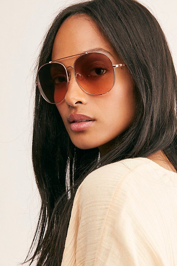 Sundown Oversized Aviator Sunglasses by Free People, Dusty Rose, One Size | Free People (Global - UK&FR Excluded)