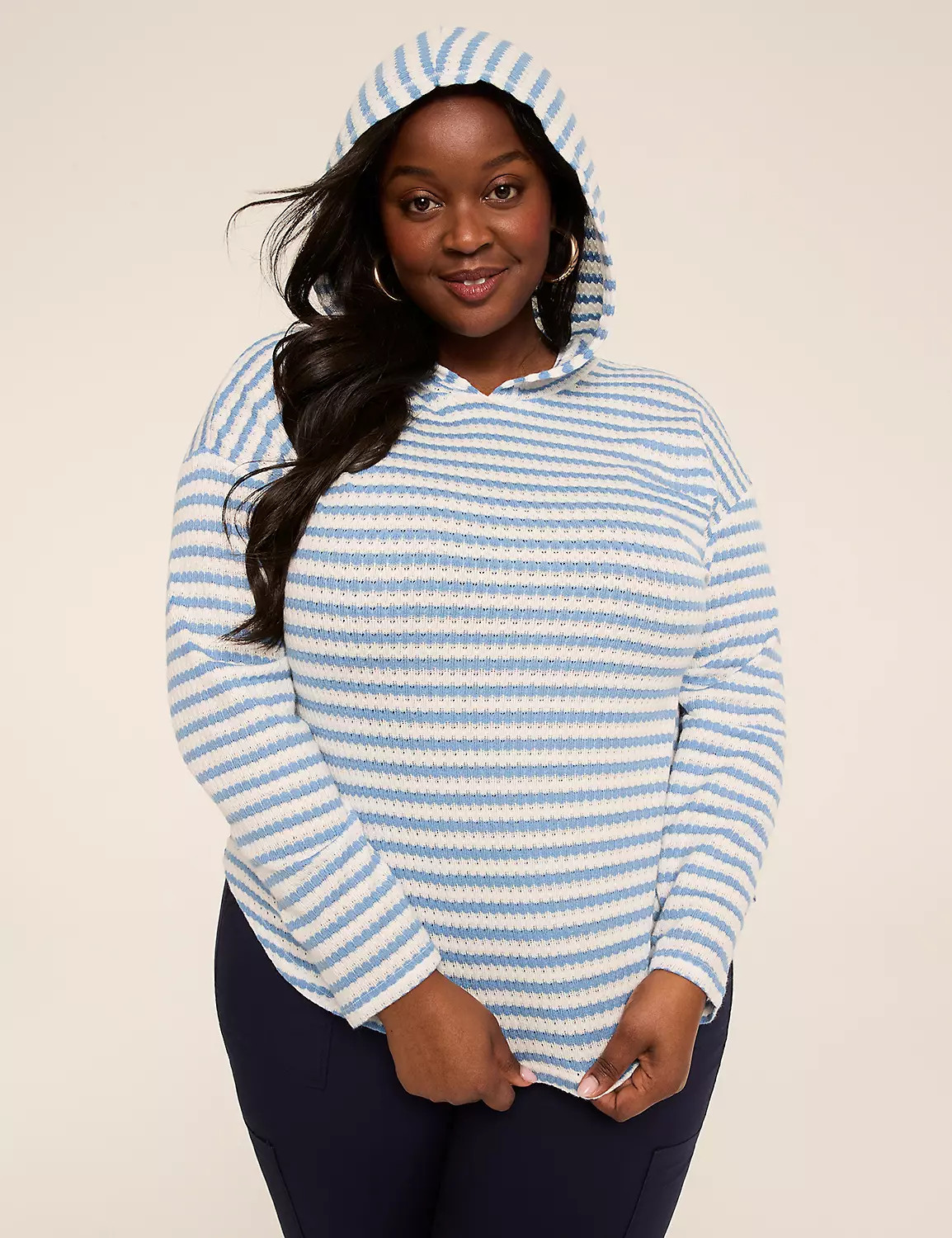 Long-Sleeve Striped Hoodie Top | Lane Bryant (US)