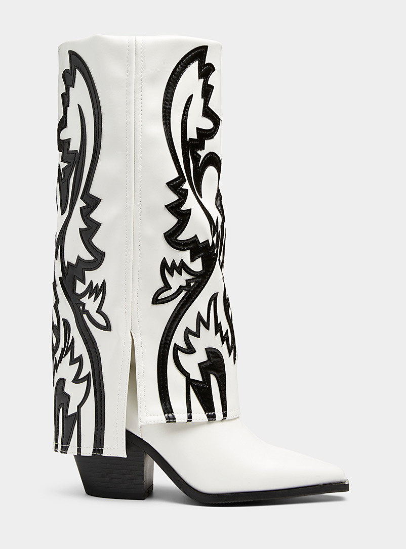 Contrasting pattern cuffed Western bootsWomen | Simons