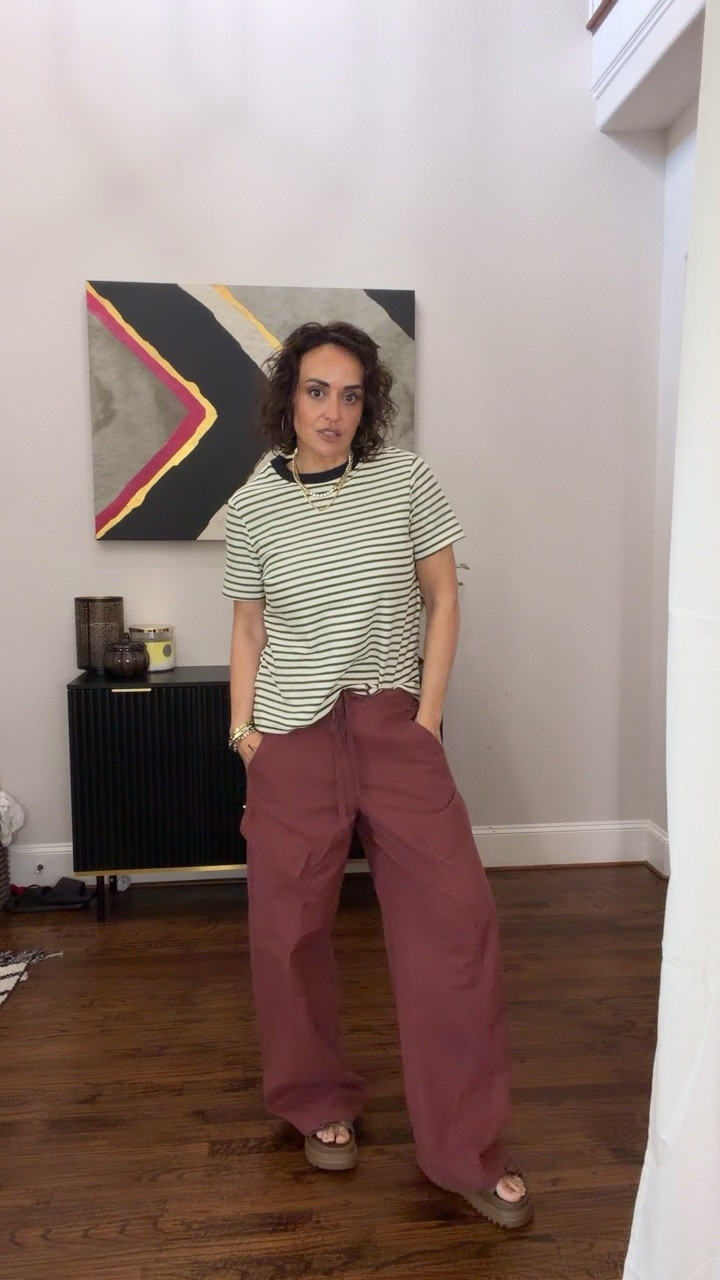 Prefect stripe shirt for fall, and these pants are def a look for less for my Zara styles in other colors. 
 M in top and bottom

#LTKgrwm #LTKdayinmylife #LTKootd
