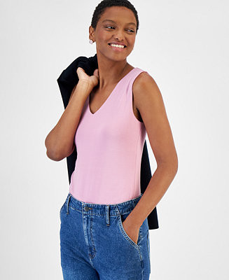 Women's Knit Double V-Neck Bodysuit, Created for Macy's - Macy's | Macy's