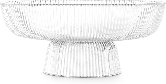 Navaris Glass Fruit Bowl - Decorative Fluted Transparent Glass Bowl for Fruit Snacks Sweets - 26c... | Amazon (US)