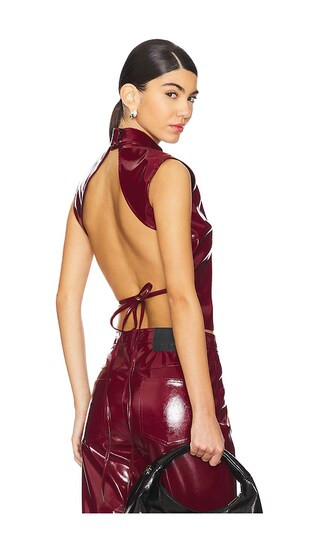 Patent Faux Leather Top in Bordeaux | Revolve Clothing (Global)