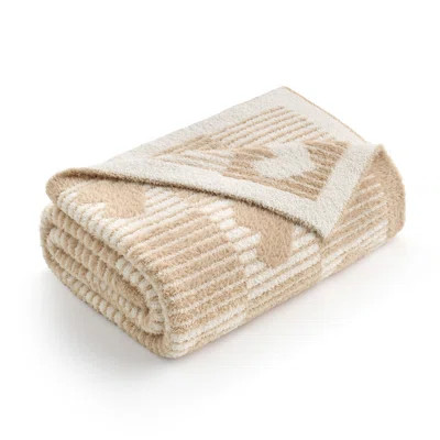 Snuggle Sac Heart Pattern Checkered Knit Blanket, Faux Fur Feather Yarn Blend | Wayfair North America