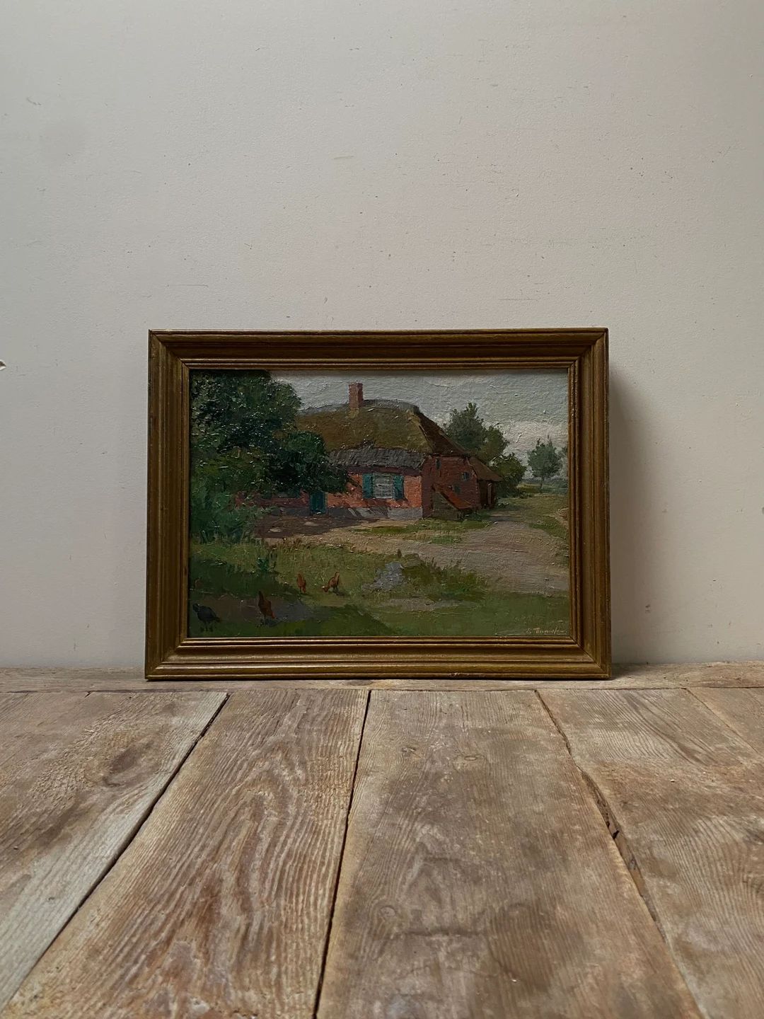 Antique Dutch Pink Farm Oil Painting, Antique Country Oil Painting, Antique Landscape Oil Paintin... | Etsy (US)
