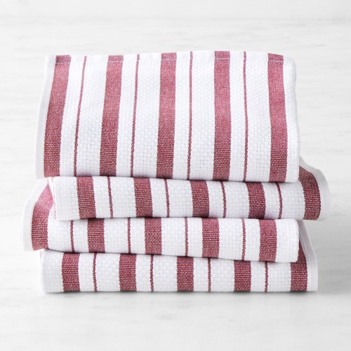 Williams Sonoma Classic Striped Towels, Set of 8, Pomegranate | Williams-Sonoma