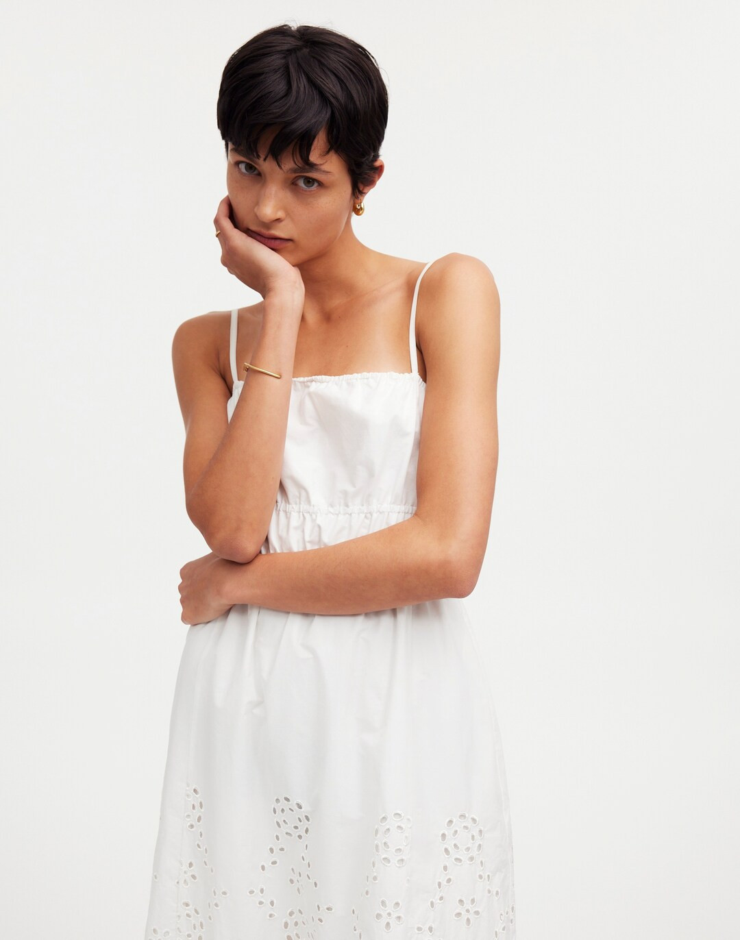 Embroidered Tank Midi Dress in Poplin | Madewell