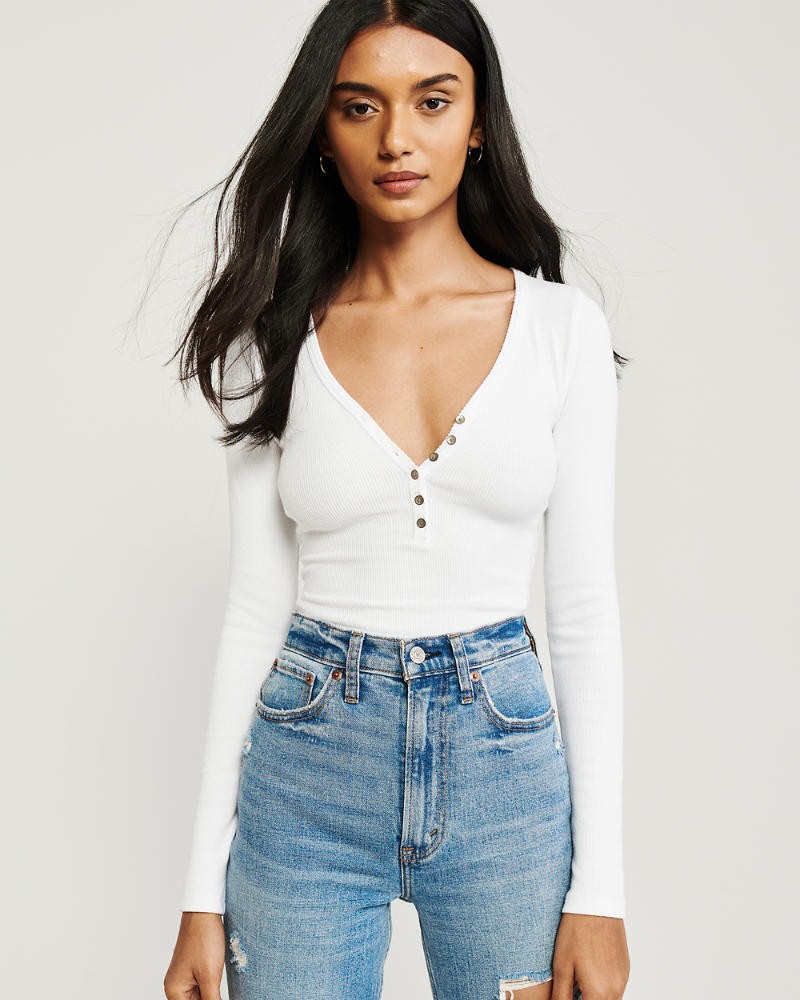 V-Neck Henley Bodysuit | Abercrombie & Fitch US & UK