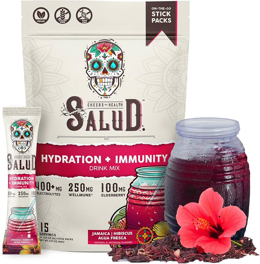 Salud 2-in-1 Hydration Packets + Immunity Electrolytes Powder, Hibiscus - Jamaica Agua Fresca Dri... | Amazon (US)