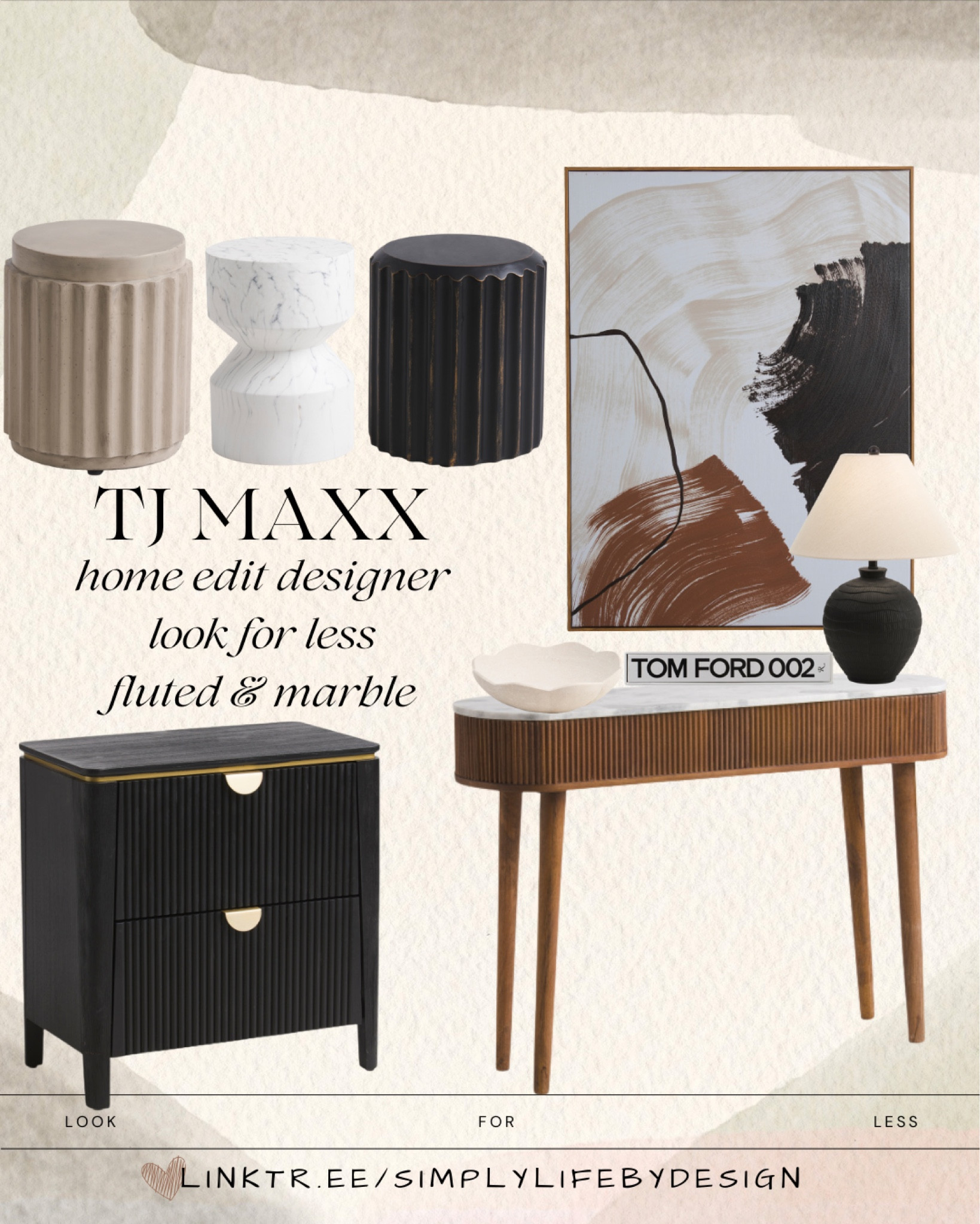 TJ Maxx home edition designer look for less. On trend marble and fluted finds at affordable prices  

Fluted side table
Marble look side table 
Modern art
Textured lamp
Coffee table book 
Scalloped bowl
Fluted console table 
Fluted two drawer nightstand 

#LTKhome #LTKsalealert #LTKstyletip
