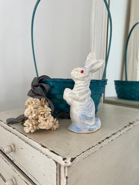 Vintage Easter Bunny Blue Paper Mache Paper Pulp Easter Rabbit | Etsy | Etsy (US)