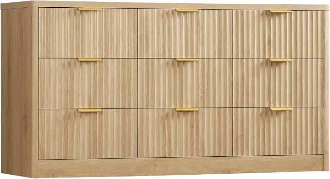 63" Dresser for Bedroom with 9 Drawers, Modern Dressers & Chest of Drawers with Metal Handles, Fl... | Amazon (US)