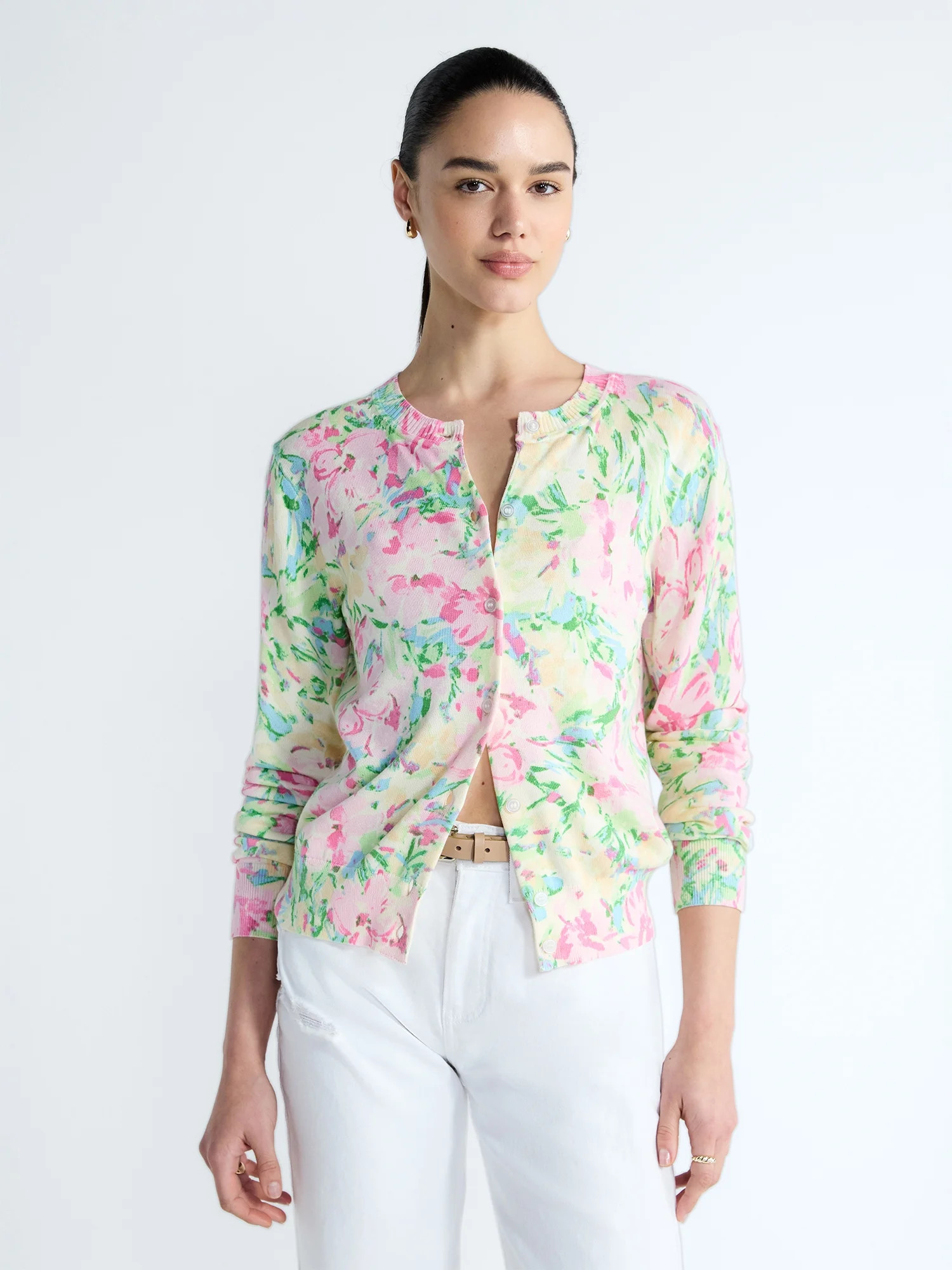 Free Assembly Women's Classic Cardigan Sweater with Long Sleeves, Lightweight, Sizes XS-XXL | Walmart (US)