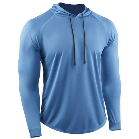 Cadmus Men's Dry Fit Long-Sleeved Shirts Lightweight Breathable Mesh fabric Hoodies for Workout,Hiking, Fishing, 37#,1 pack, Blue, Small | Walmart (US)