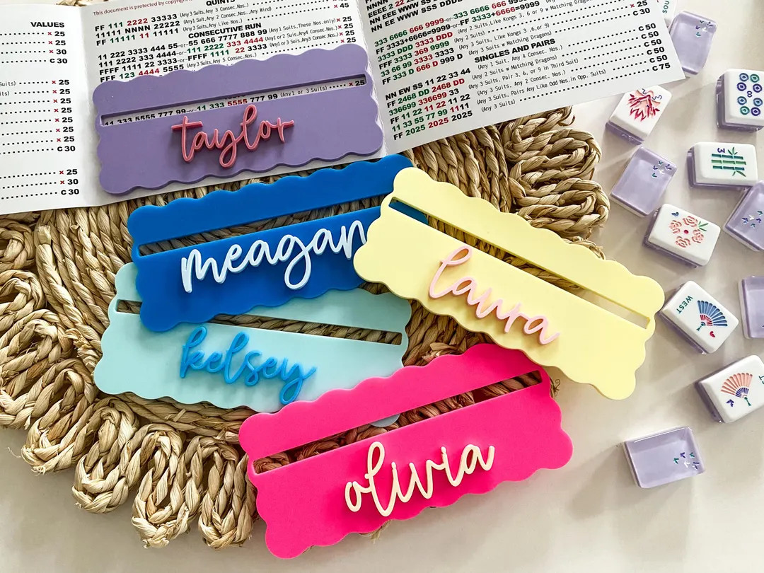 Personalized Mahjong Line Finder | Scalloped Mahjong Line Reader | Mahjong Gifts | Mahjong Access... | Etsy (US)