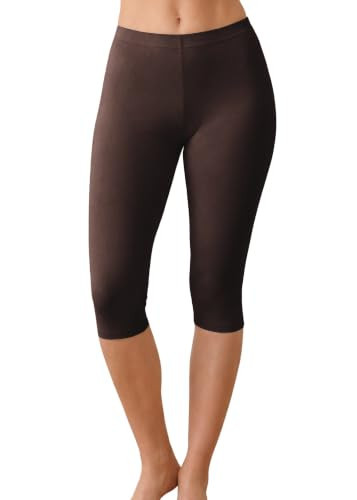 STRETCH IS COMFORT Women's Cotton Dash Knee Length Leggings Brown Small | Amazon (US)