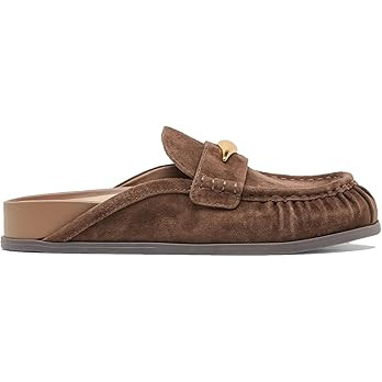 Suede Mule Loafers Slip on Round Closed Toe Backless Slides Loafer Comfortable Casual Fall Winter... | Amazon (US)