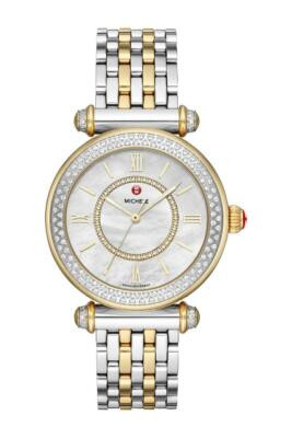 $2695 NWT MICHELE Two Tone Caber Diamond Bracelet Watch, 35mm MWW16E000001 | eBay US