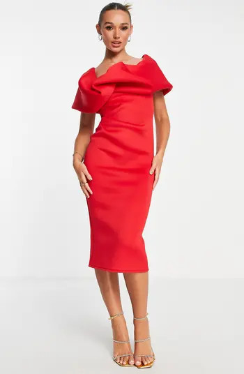 ASOS DESIGN One Shoulder Midi Dress | Nordstrom | Nordstrom