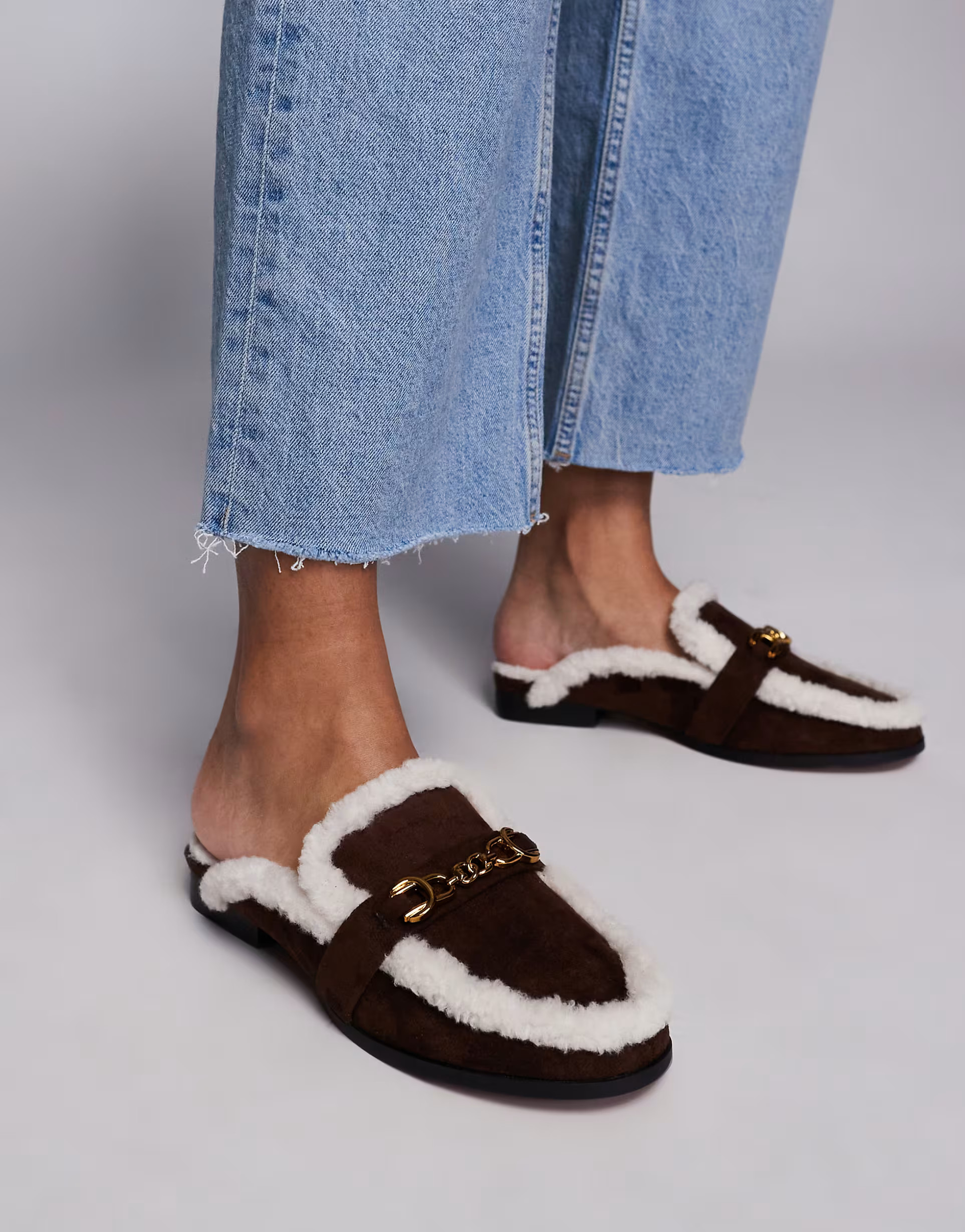 River Island cosy backless mule in dark brown | ASOS (Global)
