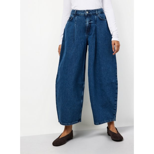 Buy Mid Denim Pleated Barrel Jeans 14 | Jeans | Tu | Tu Clothing