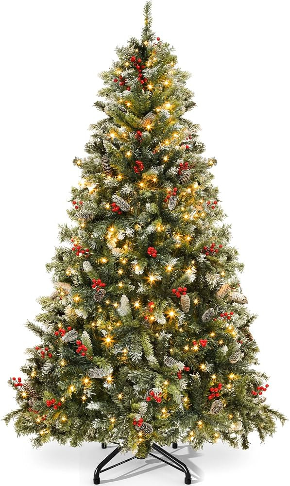 YITAHOME Pre-lit Pre-Decorated Pine Artificial Christmas Tree, 6FT Artificial Hinged Xmas Tree wi... | Amazon (US)