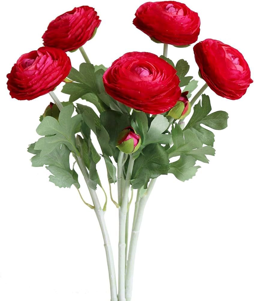 Artificial Ranunculus Flowers Silk Peony Flower Stem for Household Arrangements Summer or Fall De... | Amazon (US)