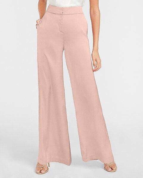 High Waisted Satin Extreme Wide Leg Pant | Express