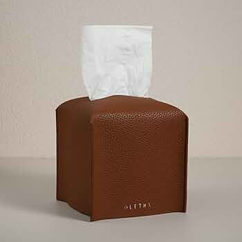 OLETHA Aesthetic Square Tissue Box Cover, Tissues Cube Box Holder, Brown | Amazon (US)