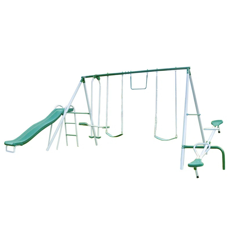 Sportspower Live Oak Swing Set with Lifetime Warranty on 6' Heavy Duty Double Wall Slide | Wayfair North America