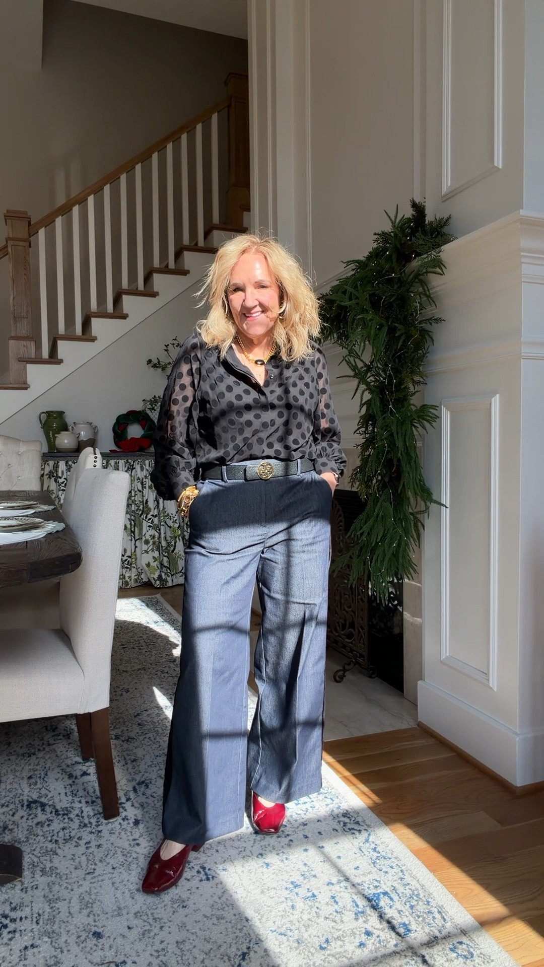 Lunch Outfut but it’s also be a great NYE outfit. Work outfit. 
Jeans size 8 petite 
Blouse size medium 
Flats true to size 

#LTKootd #LTKOver40 #LTKWorkwear