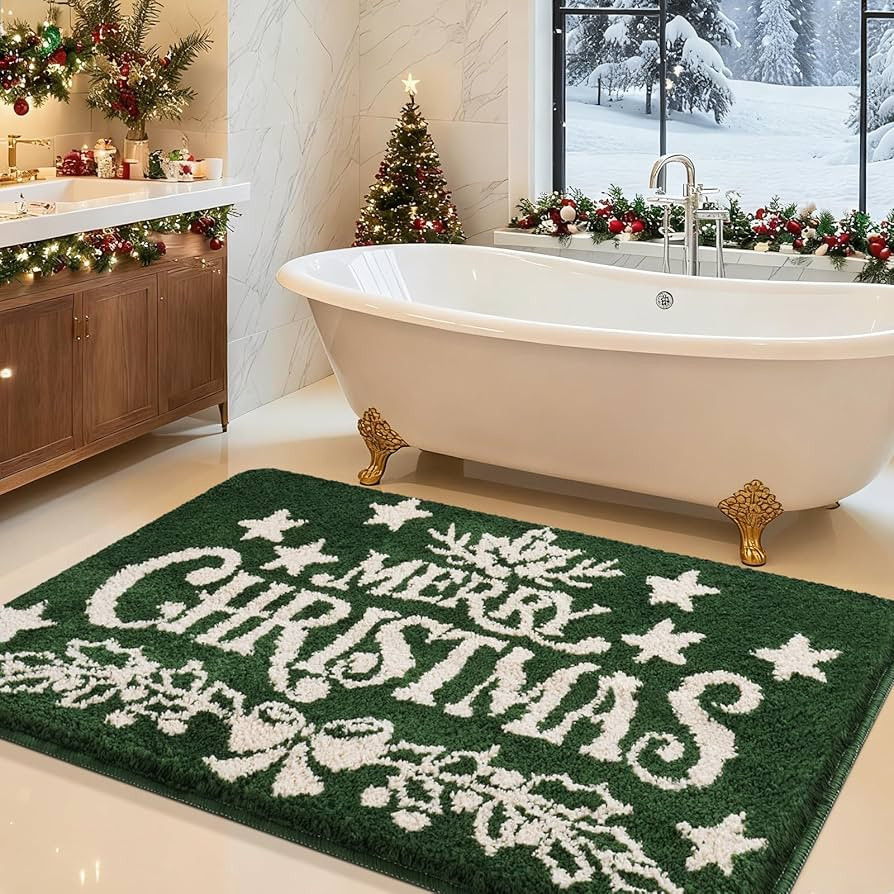 Christmas Bathroom Rug 36"x24", Extra Soft Absorbent Microfiber Thick Plush Fluffy Bathroom Rugs,... | Amazon (US)