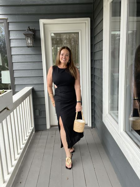 Black linen midi dress with fun cutouts and side slit. This dress will be definitely be traveling with me to some sunny destinations. 

#LTKtravel #LTKshoecrush #LTKstyletip