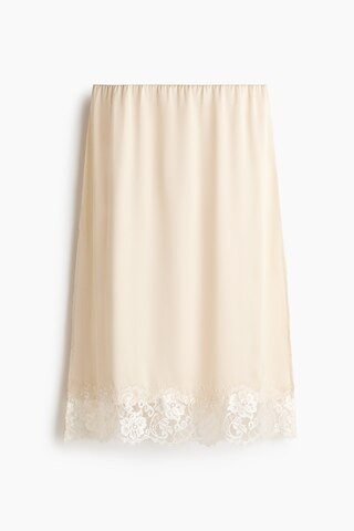 H & M - Lace-Trimmed Skirt - Light Beige | H&M (US + CA)