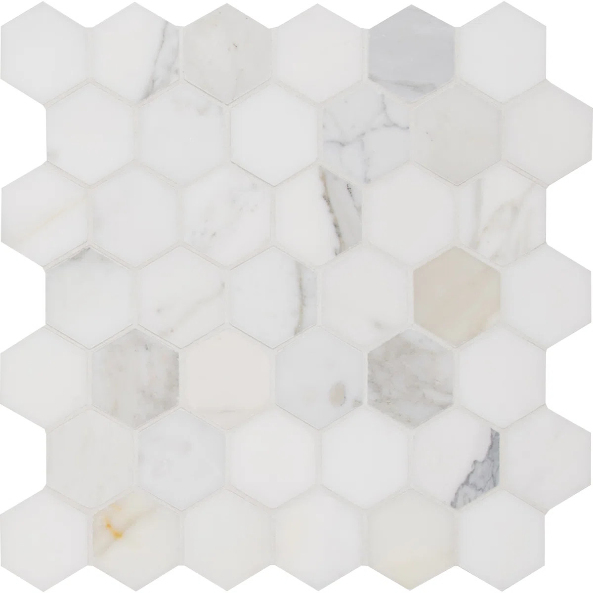 Calacatta Gold Hexagon 12 in. x 12 in. Polished Marble Mosaic Floor and Wall Tile | Wayfair North America